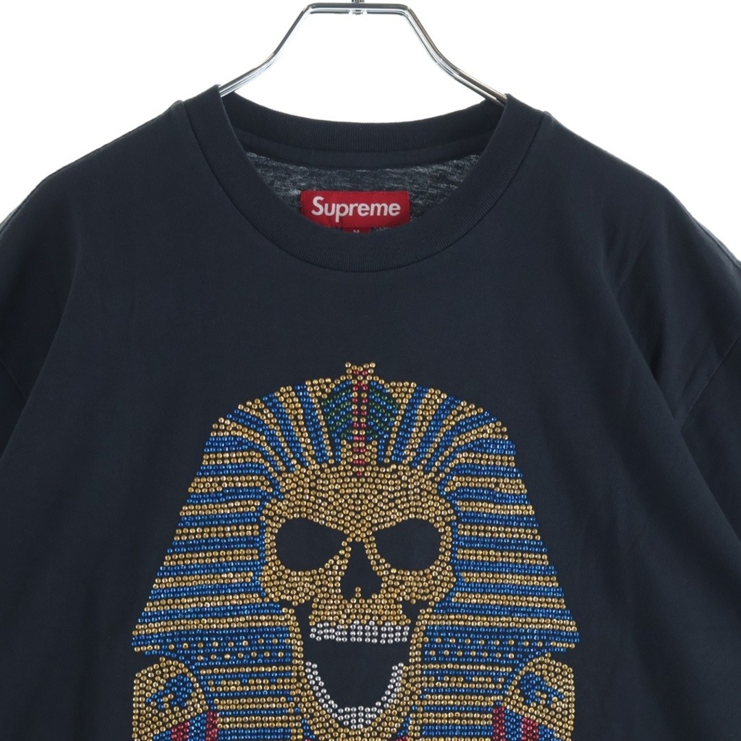 SUPREME 25aw King Tut S Top Black Tat Rhinestone Embellished Short Sleeve Used d