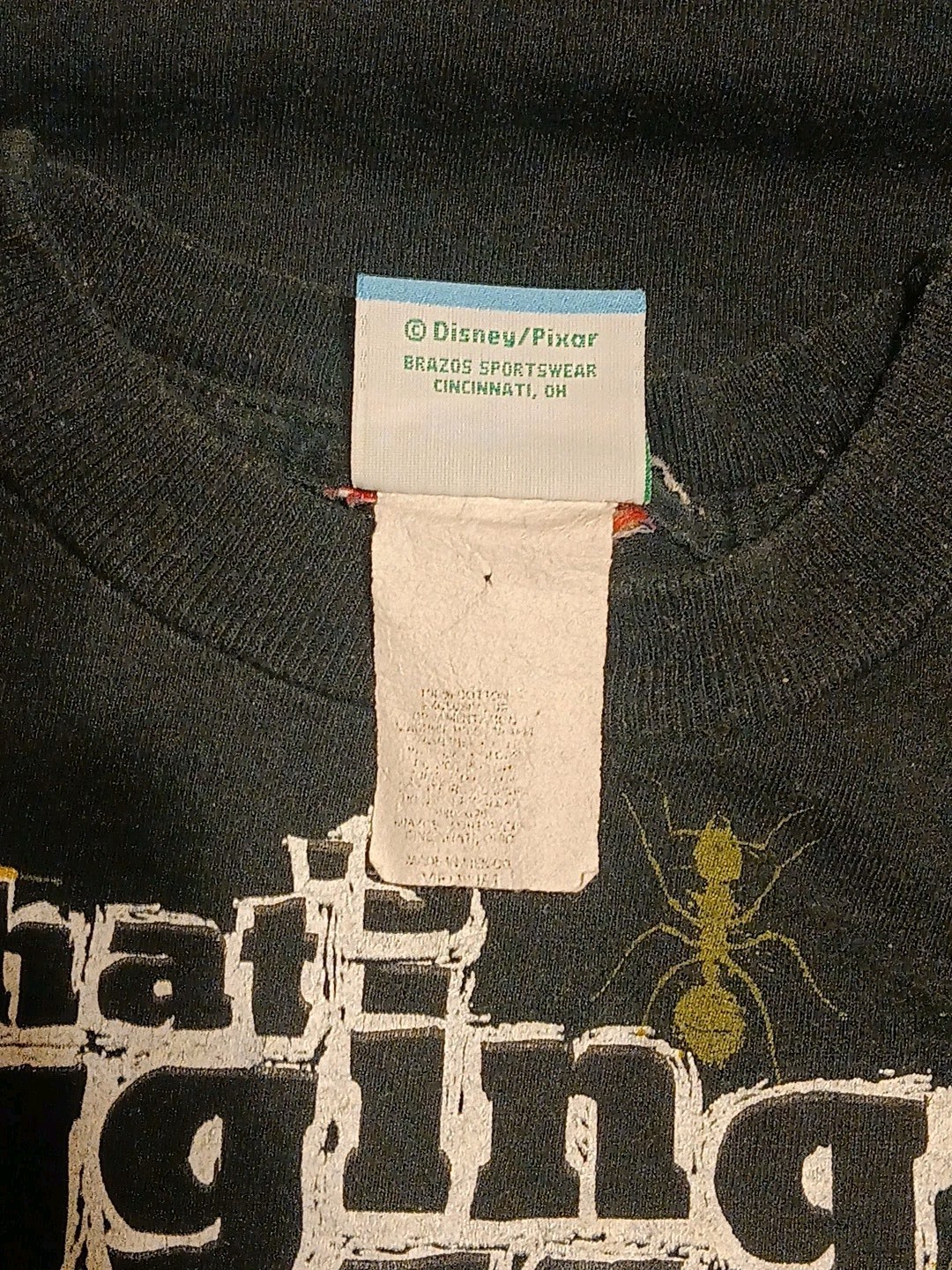 Vintage A Bug’s Life Disney Pixar Black Kids Large T-shirt