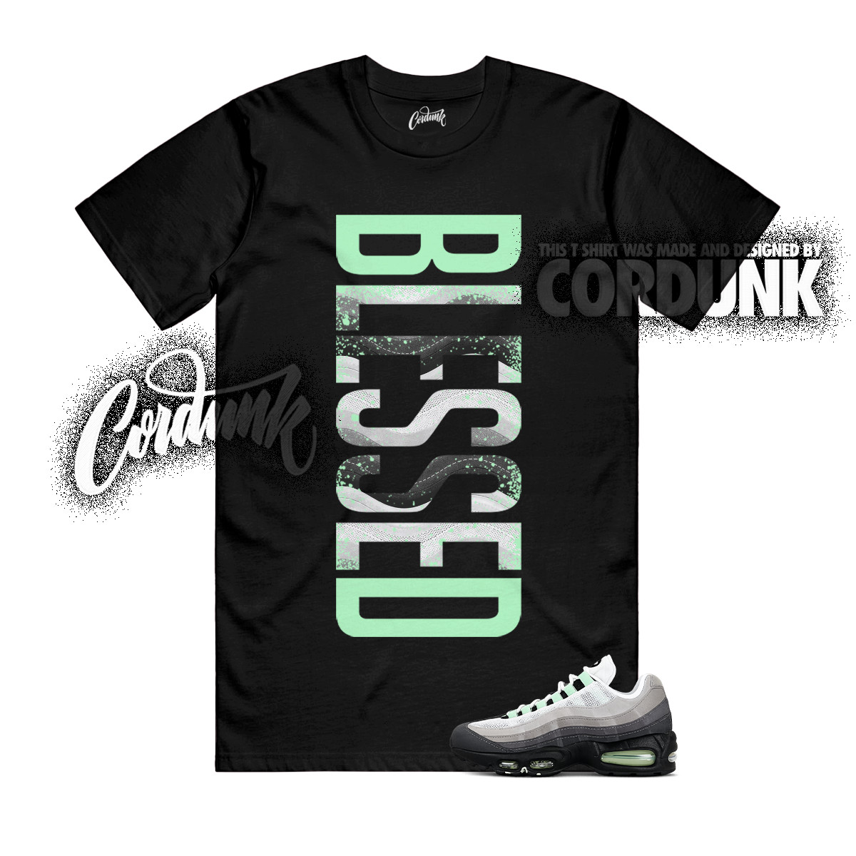 Air Max 95 Fresh Mint OG Big Bubble Green Foam Grey T Shirt Match VERTBLS