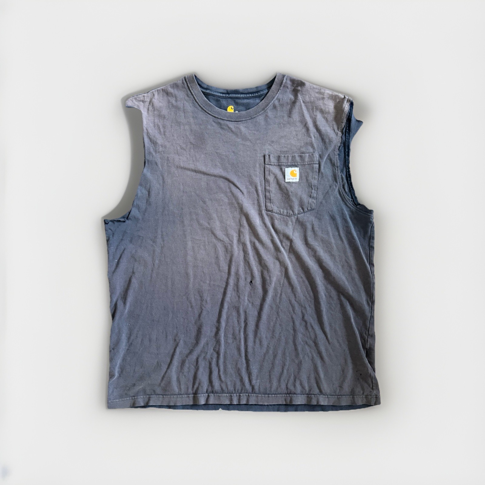 SUN FADED Carhartt Men’s thrashed Sleeveless Shirt Black XL Relaxed Fit Workwear
