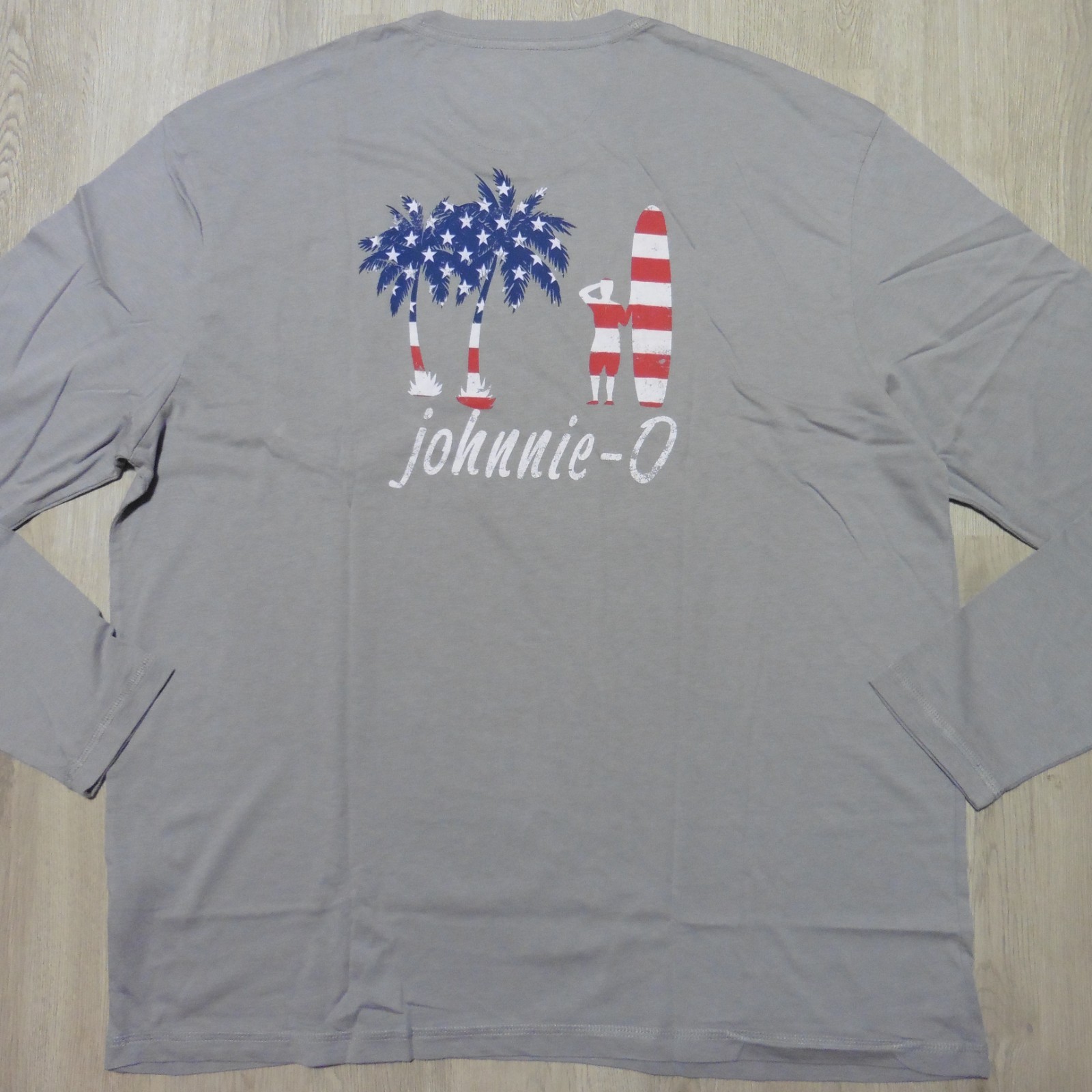 JOHNNIE O Mens S M L XL 2XL T SHIRT US PALM TREE STEEL GREY FLAG GOLF BRENNAN