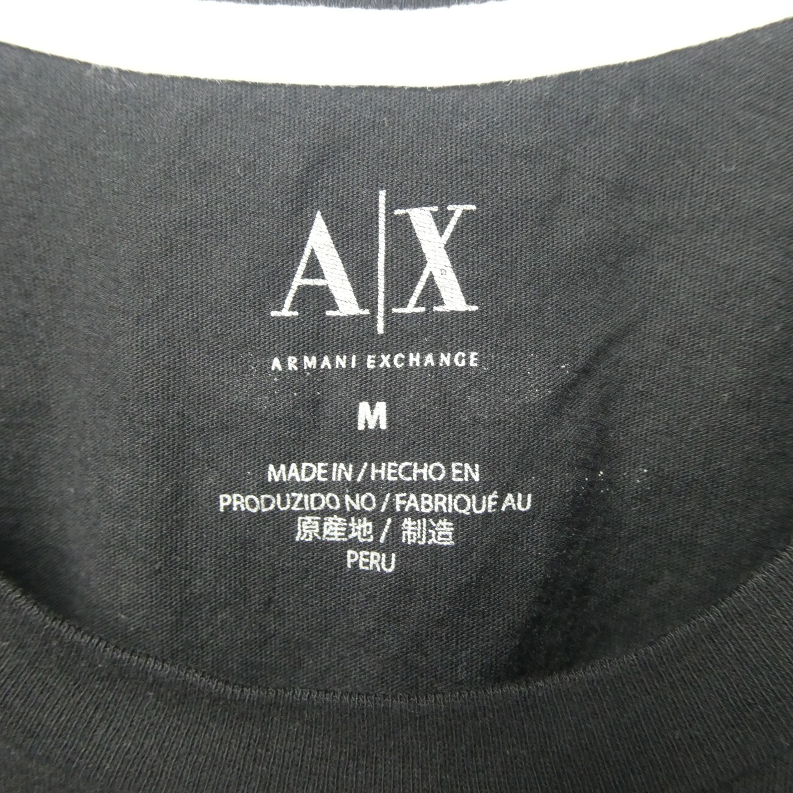 ARMANI EXCHANGE Black White Red Medium BOX LOGO Short Sleeve Designer T-shirt