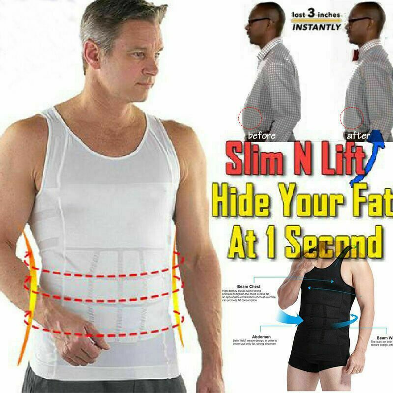 Men Slimming Body Shaper Posture Corrector Vest Abdomen Compression T-Shirt Tops
