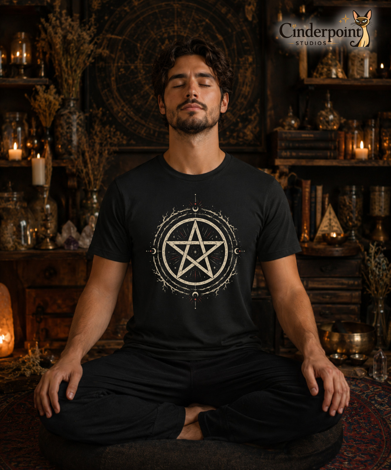 Pentacle Witchcraft T Shirt Occult Pagan Symbol Black Cotton Unisex Tee XS-5XL