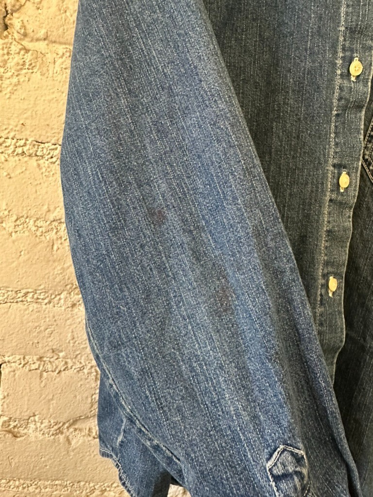 Gap Denim Shirt Unisex Medium Blue Button Up Chambray Workwear Classic Fit