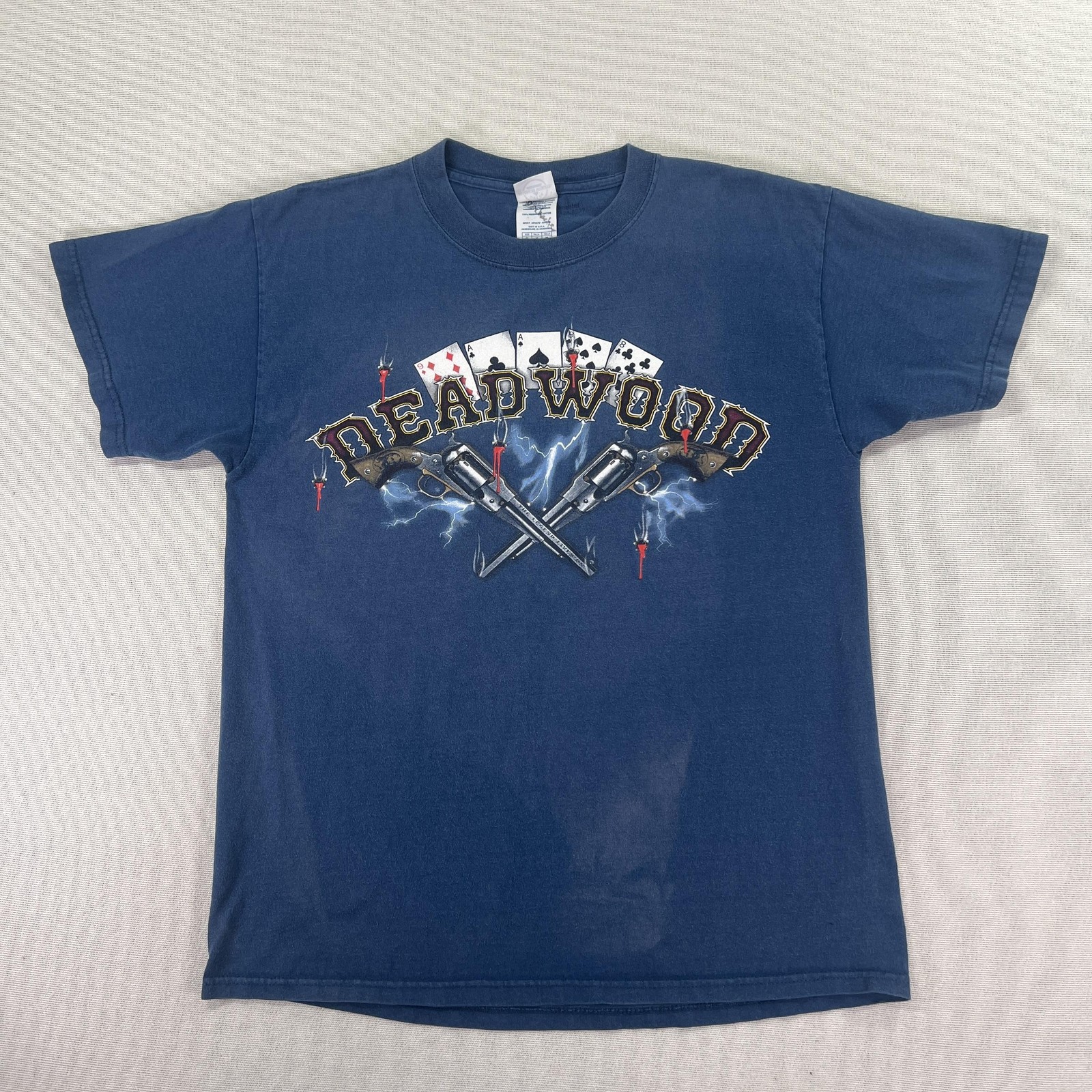 Deadwood Shirt Mens M Blue Delta Wild Bill Rides Again Biker Gambling Tee