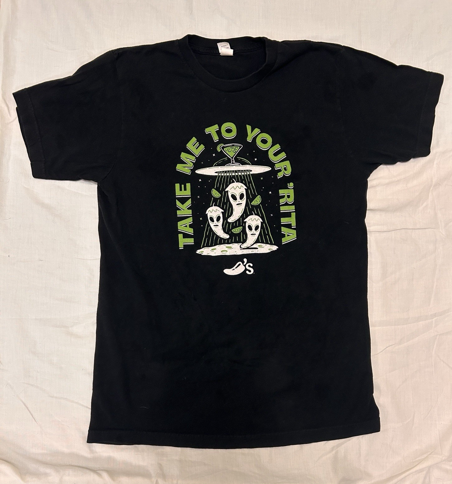 “Take Me to Your ‘Rita,” Chili’s Restaurant T-Shirt, Medium, Black, 100% Cotton