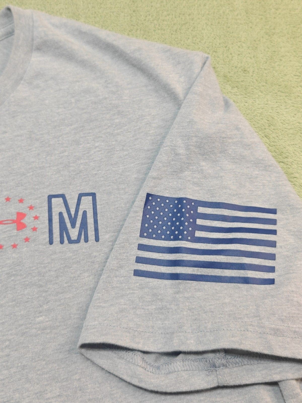 Under Armour Freedom Flag T-Shirt Mens Large Gray HeatGear Loose Fit Malaysia