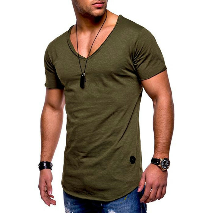 Men’s Slim Fit Short Sleeve Muscle Tee T-shirt Casual Blouse Solid Tops Shirt