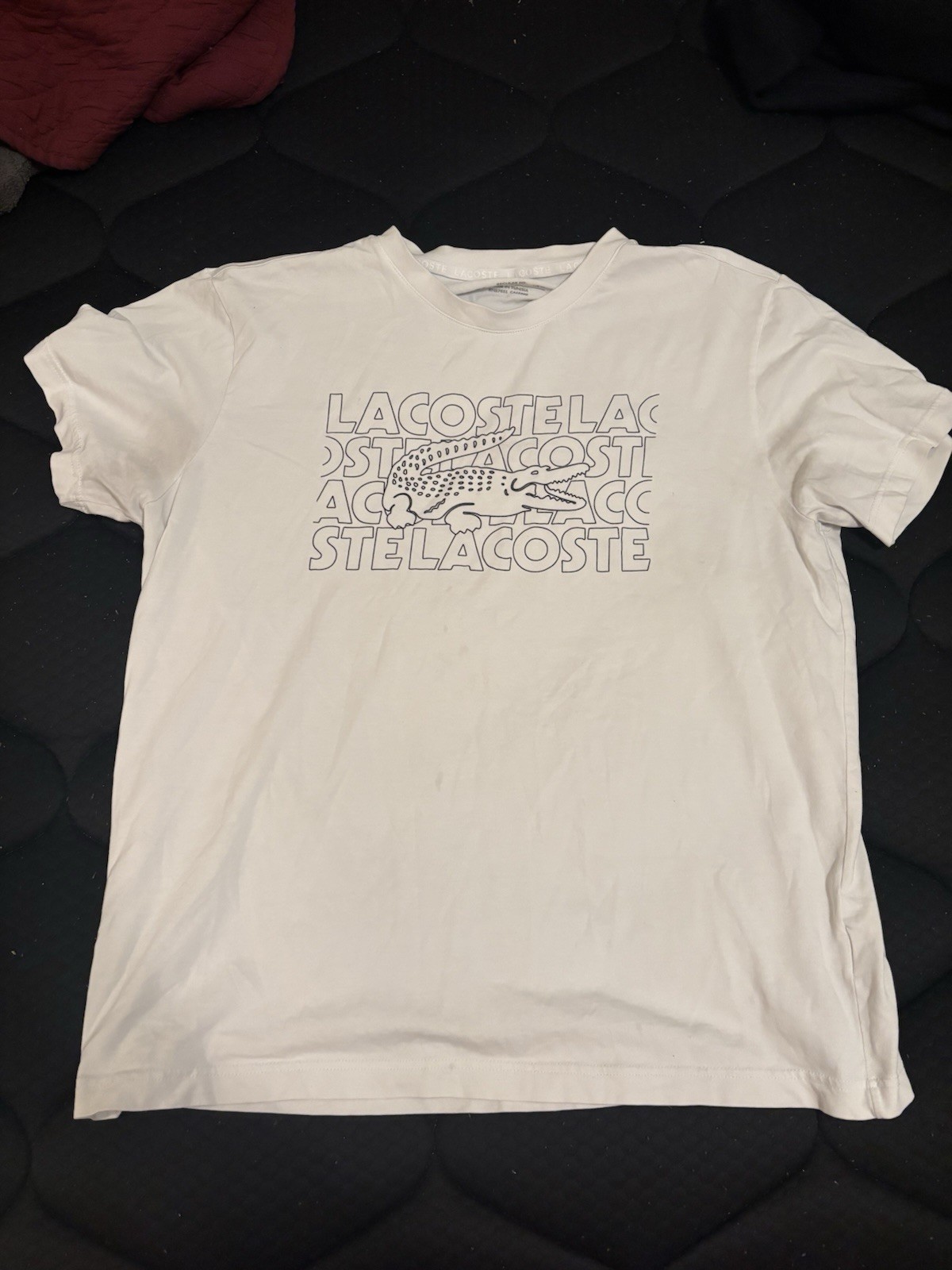 Lacoste Sport Men’s XL White Regular Fit Crocodile Logo Graphic Crew T-Shirt