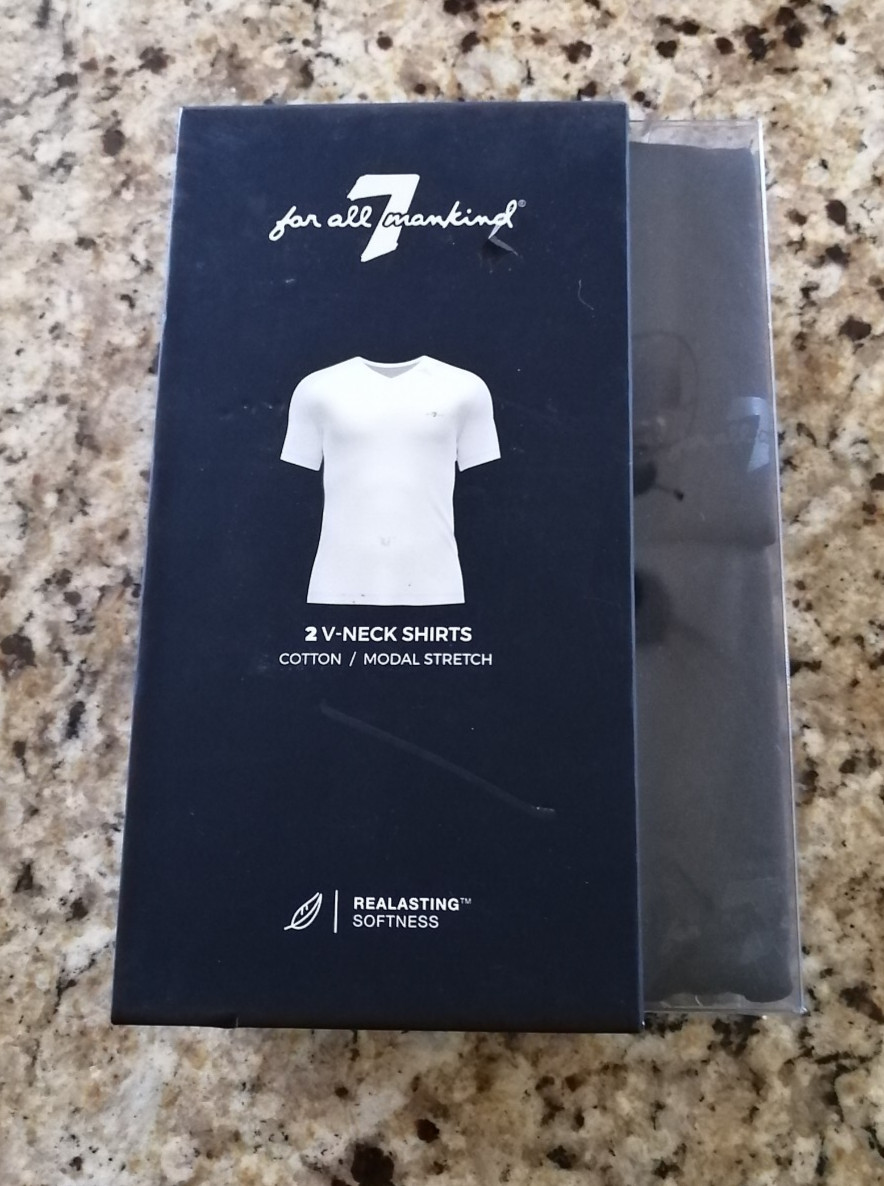 7 For All Mankind 2 Pack V-Neck Shirts Cotton Modal Stretch Black size L