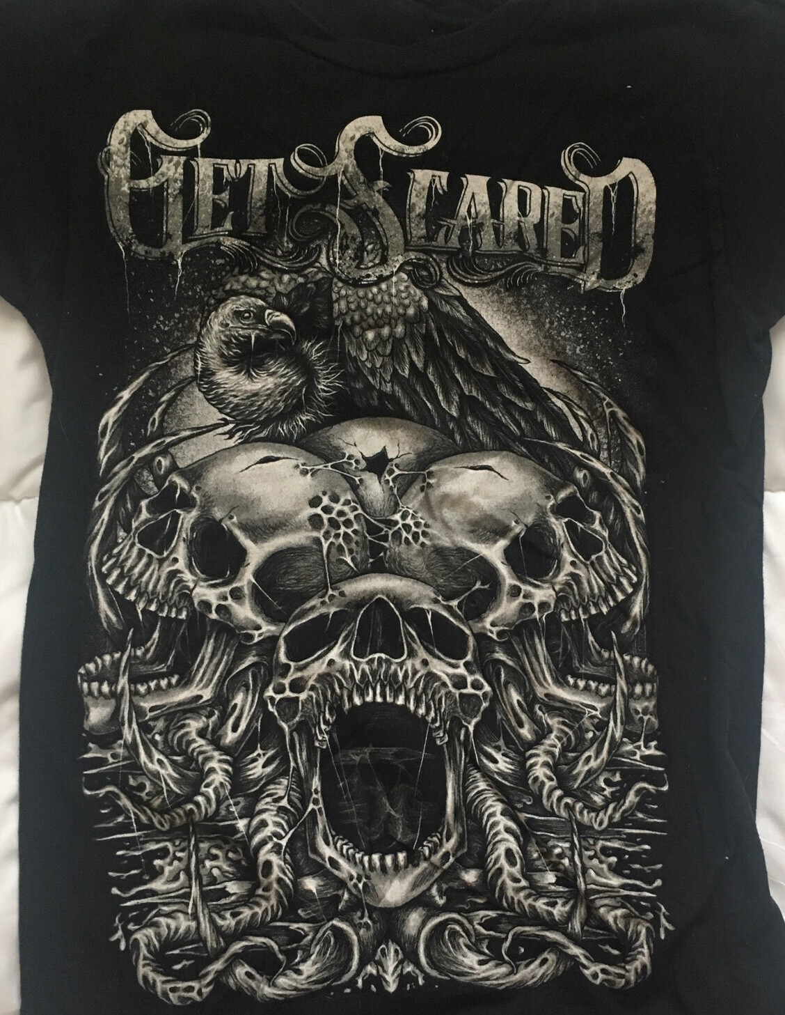 Vintage Get Scared Band Men T-shirt Black Short Sleeve All Sizes S-4XL JJ883