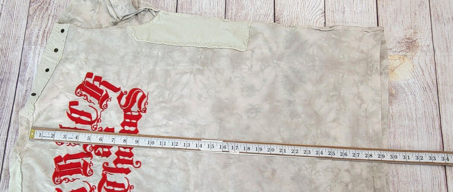 Vtg Y2k BLAC LABEL Affliction Shirt Beige Embroidered THICK AS THIEVES Men’s 2X
