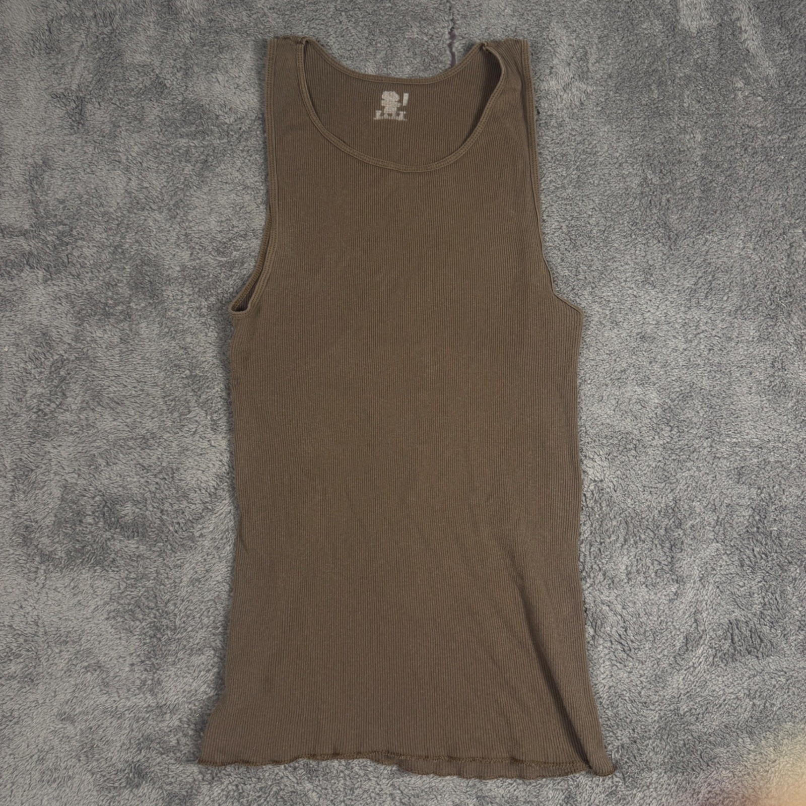 Fruit of the Loom Tank Top Brown Ribbed Lettuce Hem Basic Shirt XL