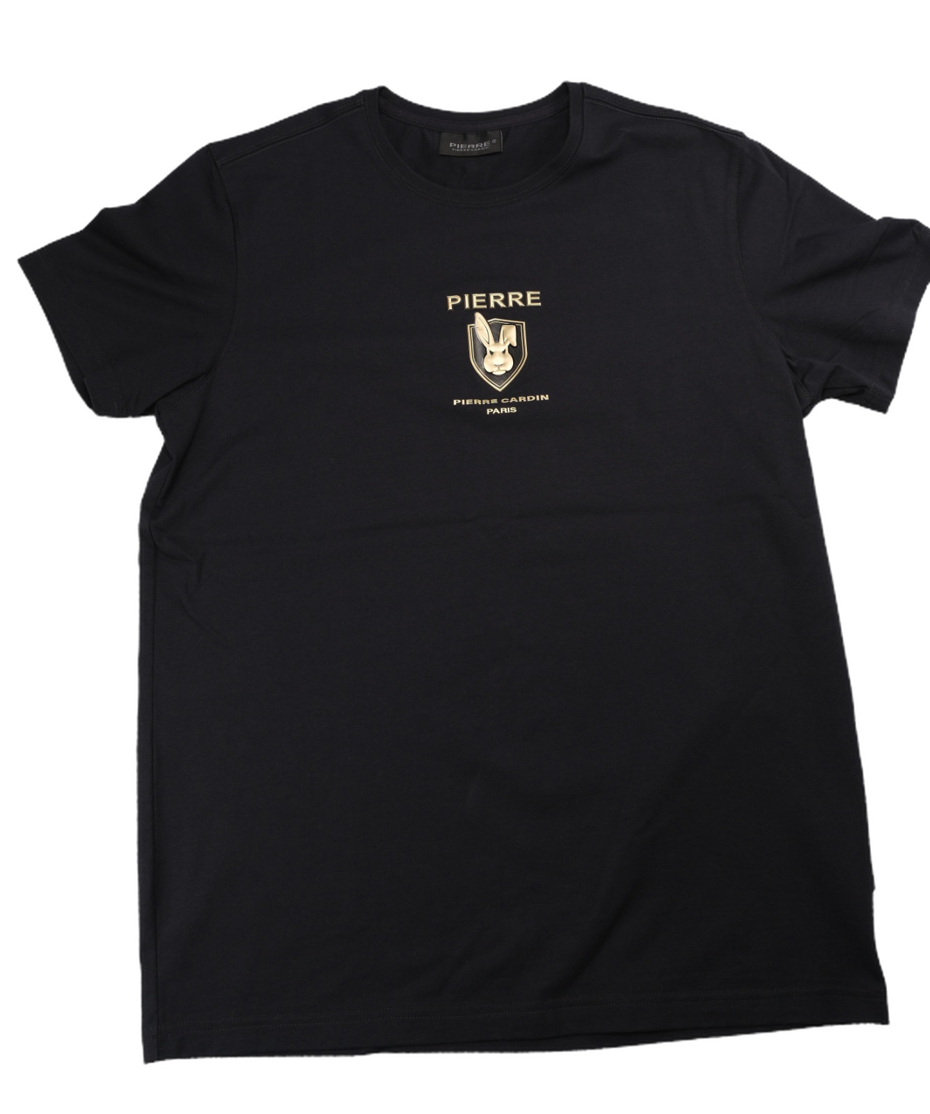 Pierre Cardin T Shirt Size M Extra Slim Fit Black Logo Stretch Cotton Elastane
