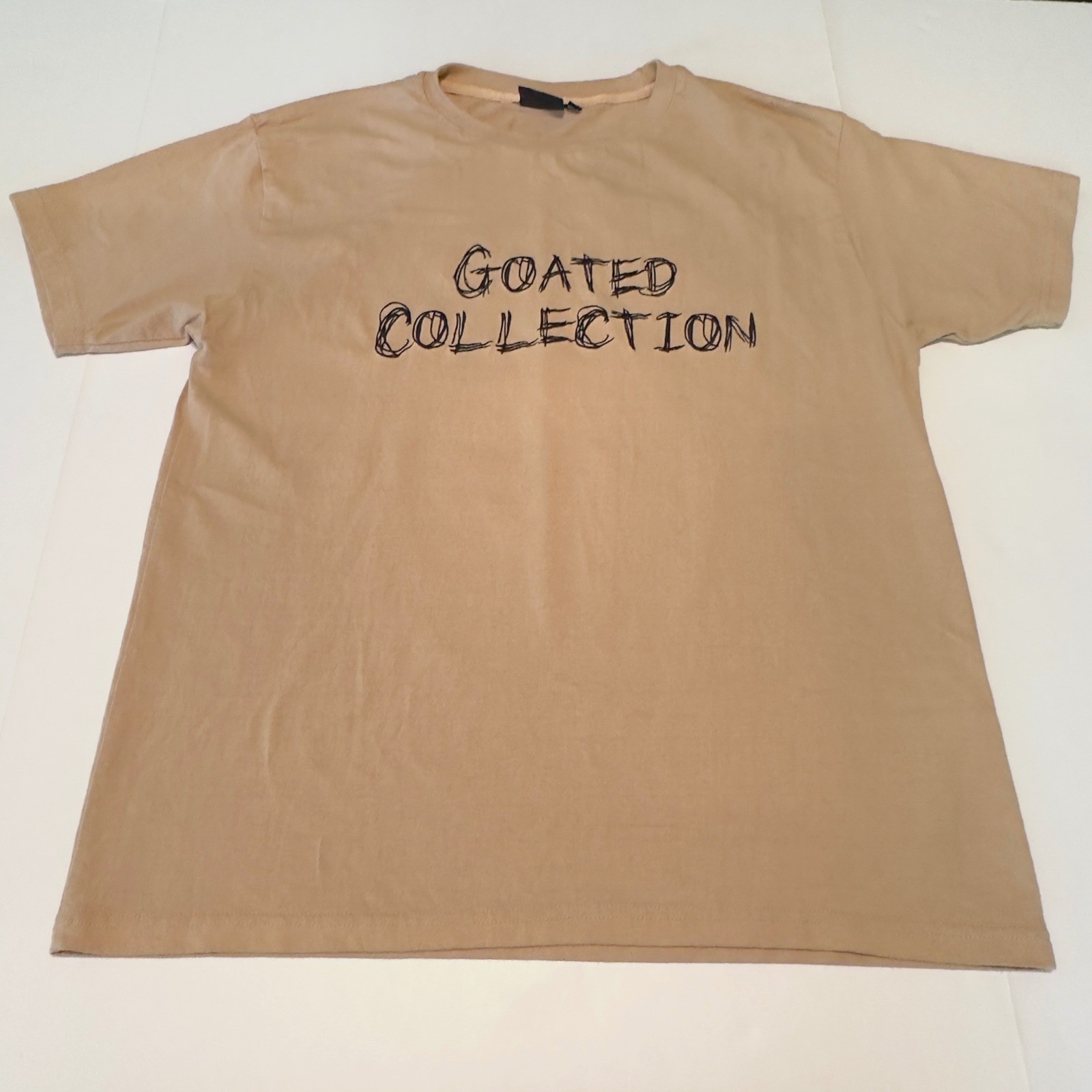 Goated Collection Tan Graphic T-Shirt Mens Large Streetwear Goat Rose Chain Tee
