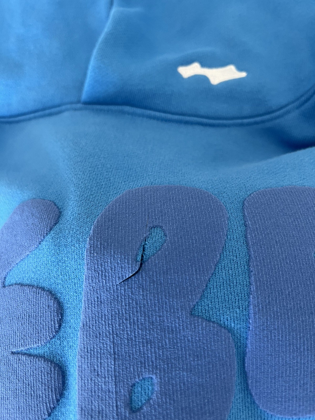 Justin Bieber Official Coachella 2026 Blue Bieber Hoodie Small DAMAGED with Cut