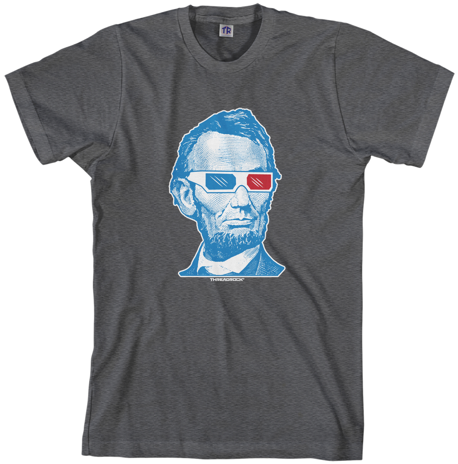 Threadrock Men’s Abraham Lincoln 3D Glasses T-shirt Honest Abe USA