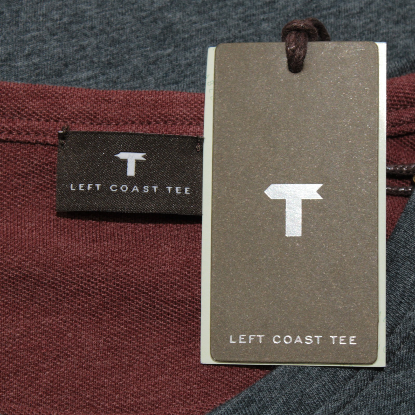 Left Coast Tee NWT Long Sleeve Henley T-Shirt Size M in Gray / Red Cotton