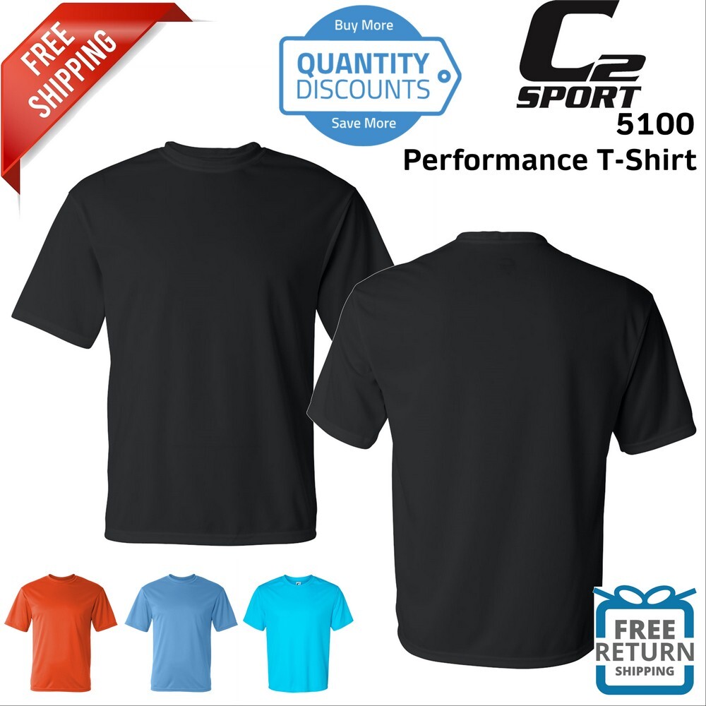 C2 Sport Mens Short Sleeve Workout Performance T Shirt Polyester 5100 Up To 4XL