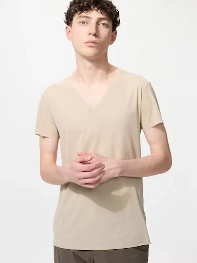 [4PCS SAME COLOR] UNIQLO AIRISM Deodorant Mesh V-Neck T XS-4XL Men 474252 NWT