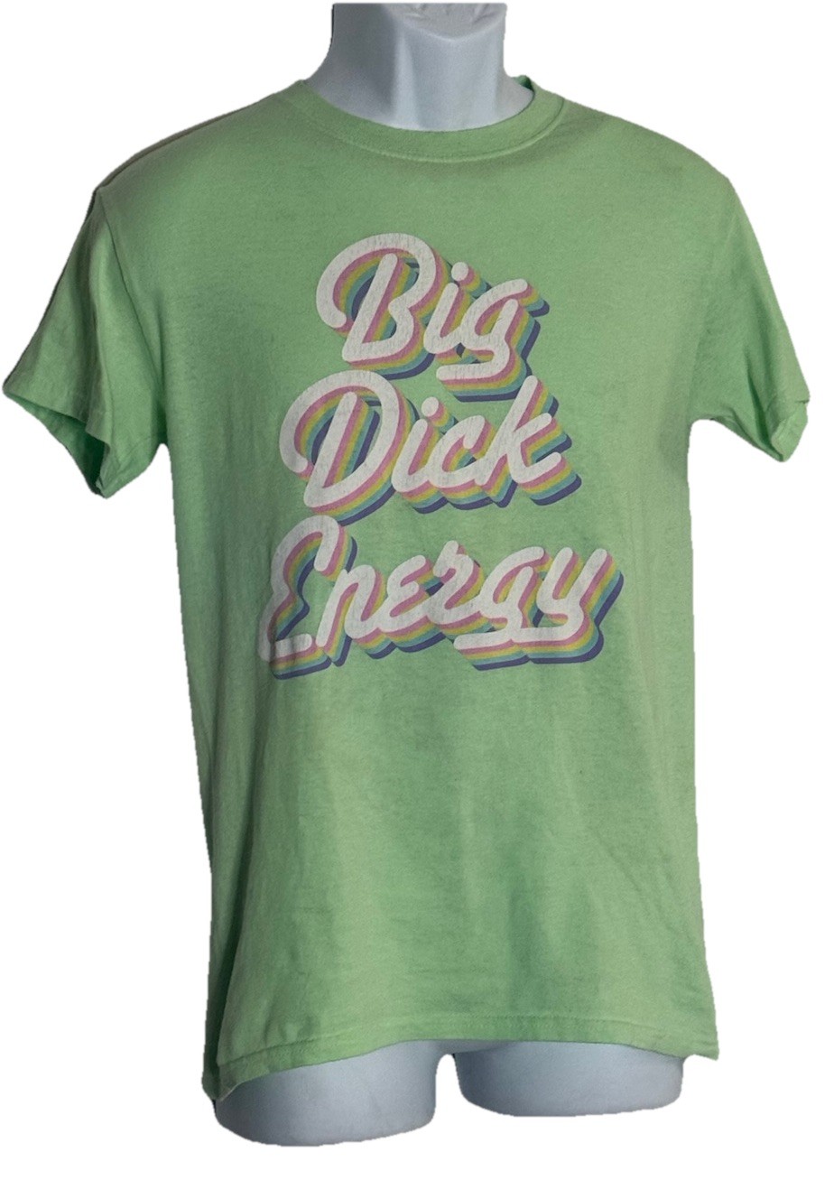 Spencer’s Big Dick Energy Funny Graphic T Shirt Green Rainbow Adult S