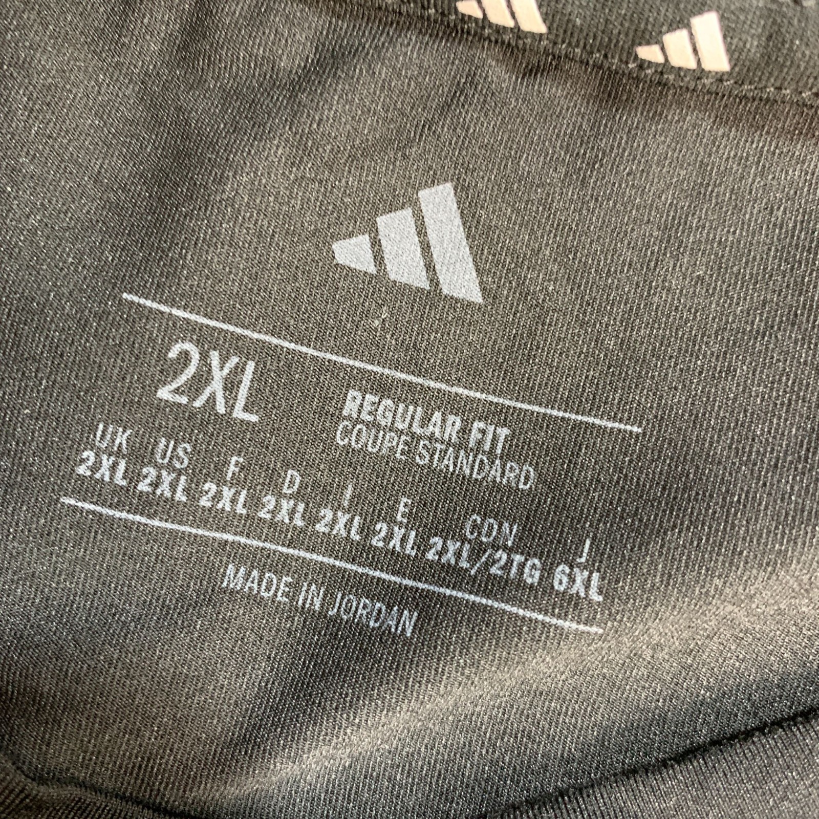 Adidas Men’s 2XL Black T-Shirt Regular Fit Logo Polyester Spandex Blend
