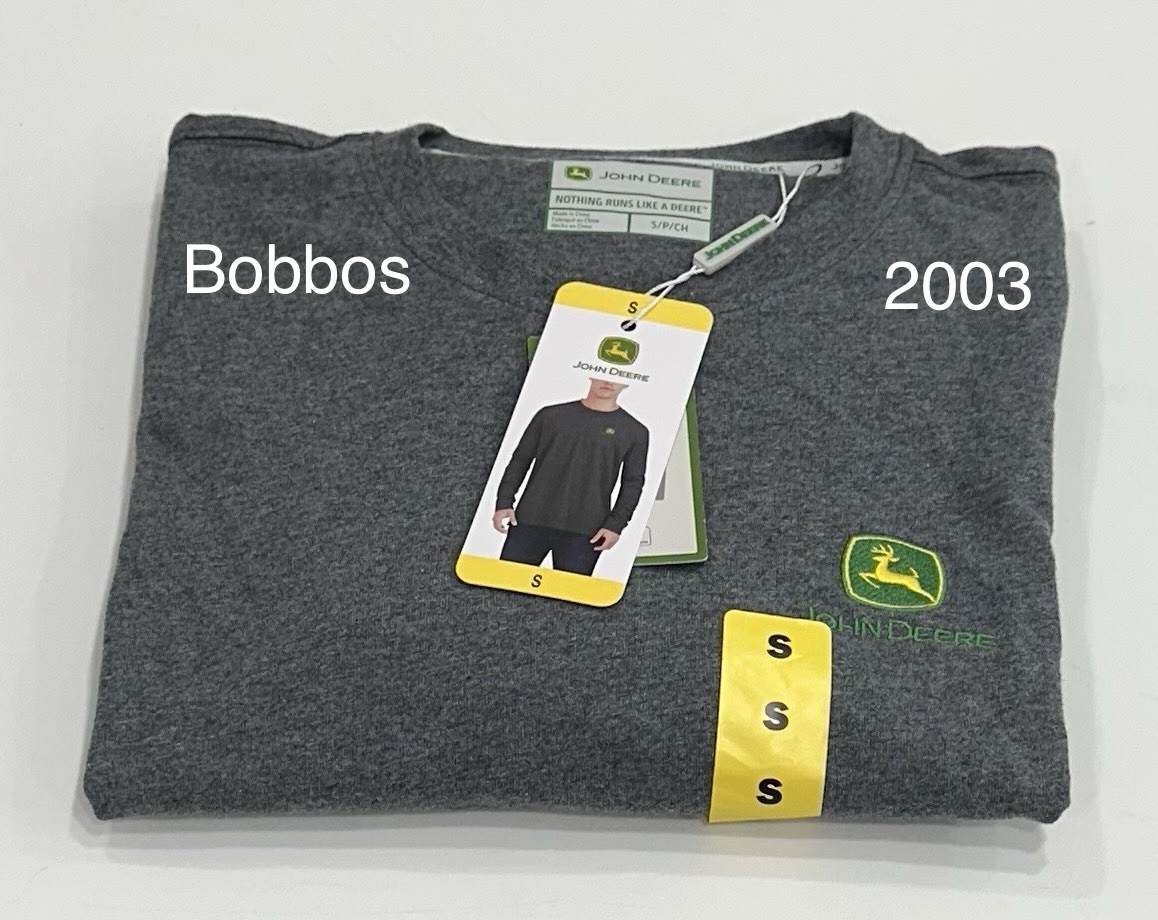 John Deere Men’s Long Sleeve Cotton Logo T-Shirt, Gray, Size S