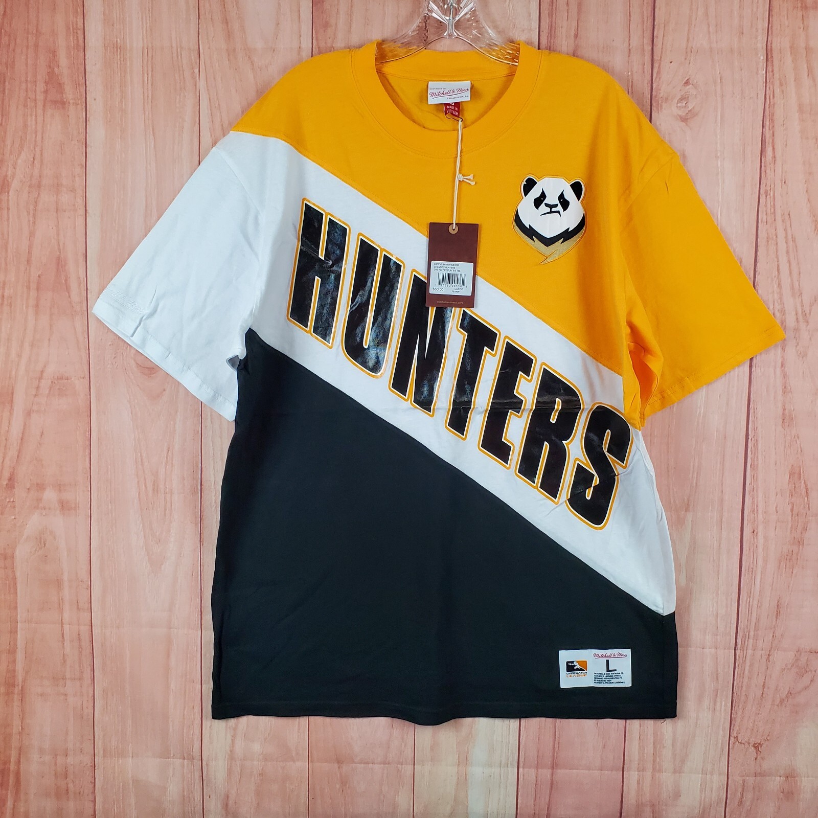 Mitchell & Ness Mens T-Shirt Large Multi Colorblock Short Sleeve Chengdu Hunters