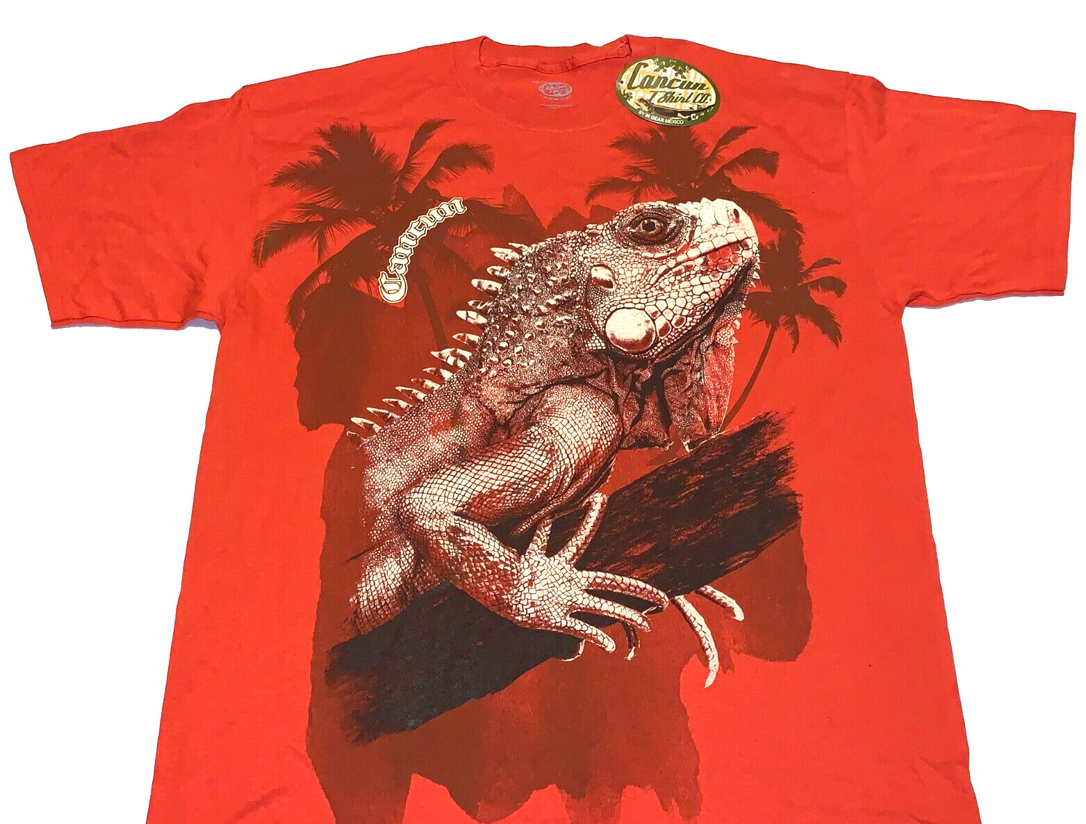 Rare! Vintage 2010s Cancun Mexico Huge Iguana Lizard T-Shirt New! NWT XL