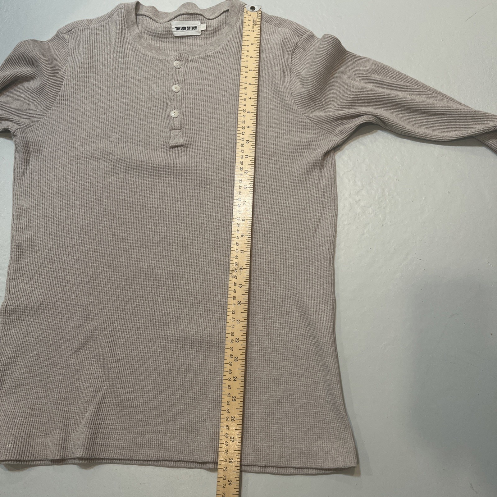 Taylor Stitch Waffleknit Henley Thermal Shirt Heavyweight Solid Sz. 42