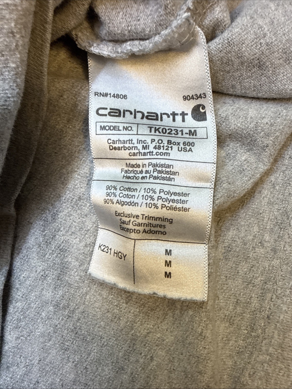 Carhartt K231 Gray Loose Fit Graphic Logo Long Sleeve T-Shirt Size Medium