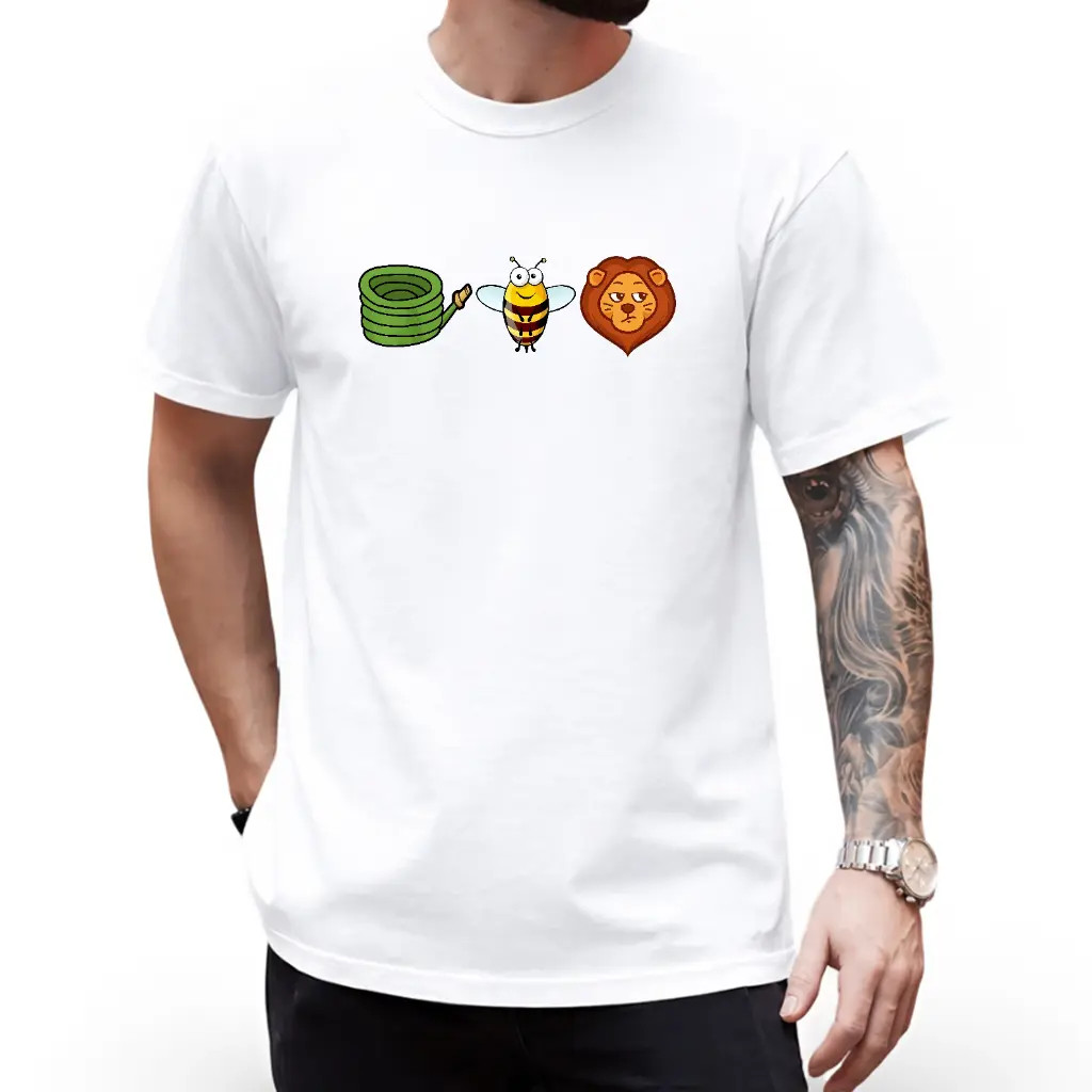 Hose Bee Lion Mens T Shirts Cotton Short Sleeve T-Shirt Crew Neck