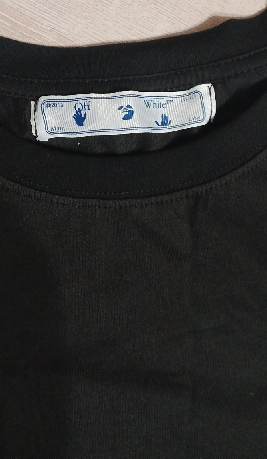 NWT Off-White Black Cotton T-Shirt Hand Logo Graphic Short Sleeve Mens Size [Siz