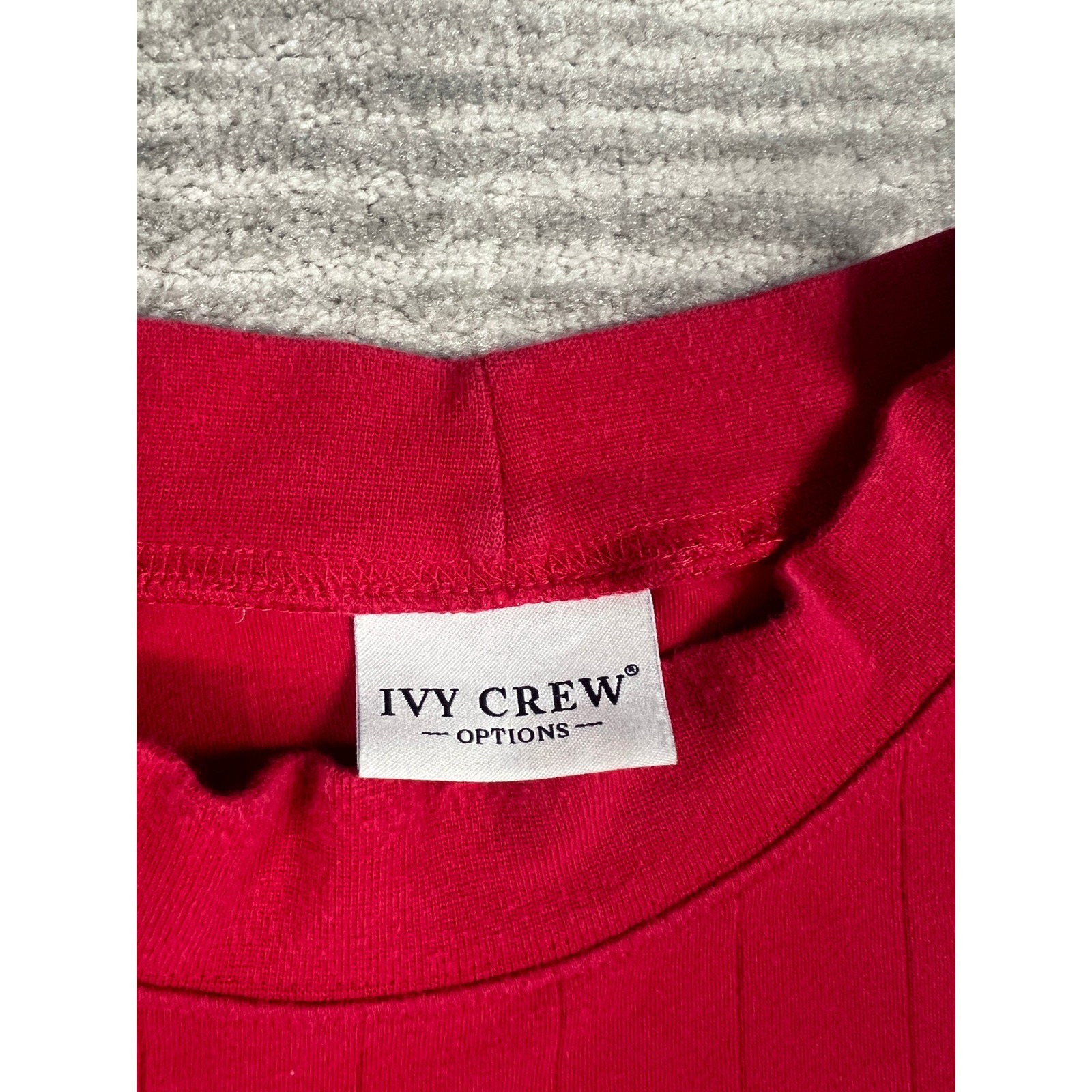 Ivy Crew Shirt Mens XL Red Mock Neck Long Sleeve Vertical Ribbed Knit Casual
