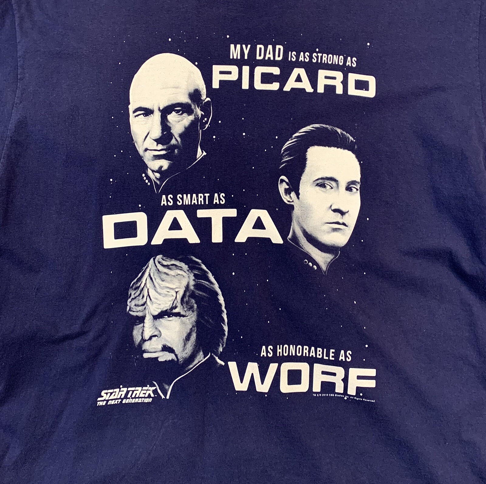 Star Trek My Dad Strong As Picard Smart As Data Honorable As Worf T-shirt XL