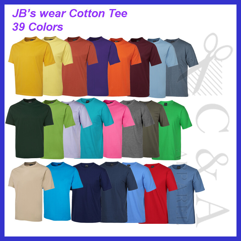 Jb’s wear 100% Cotton Casual Jersey Knit Tee Shirts with elastane rib crew neck
