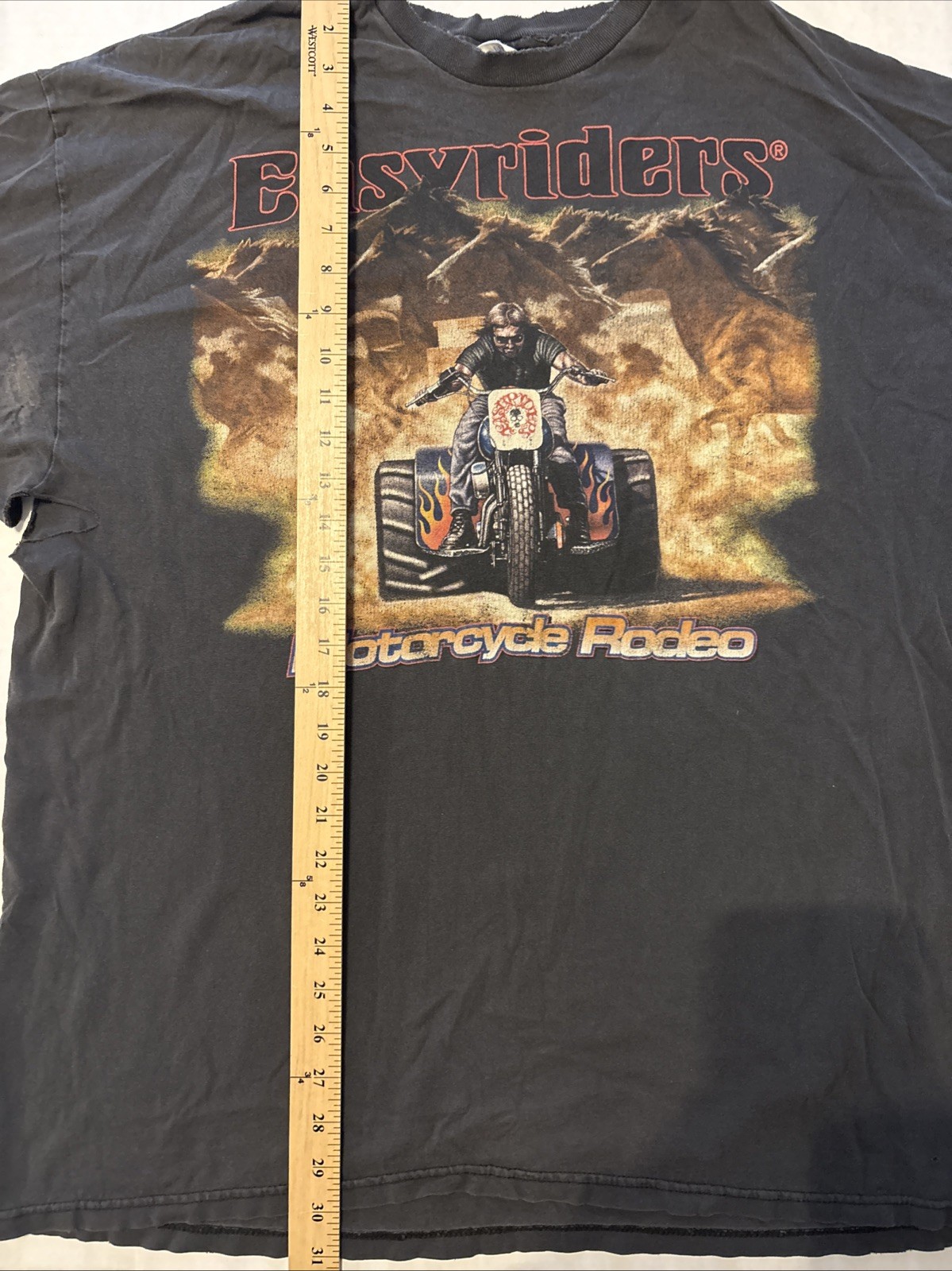 Vintage Easyriders Graphic Tee Mens 2XL Biker Shirt 2003 Rodeo Horses See Pics