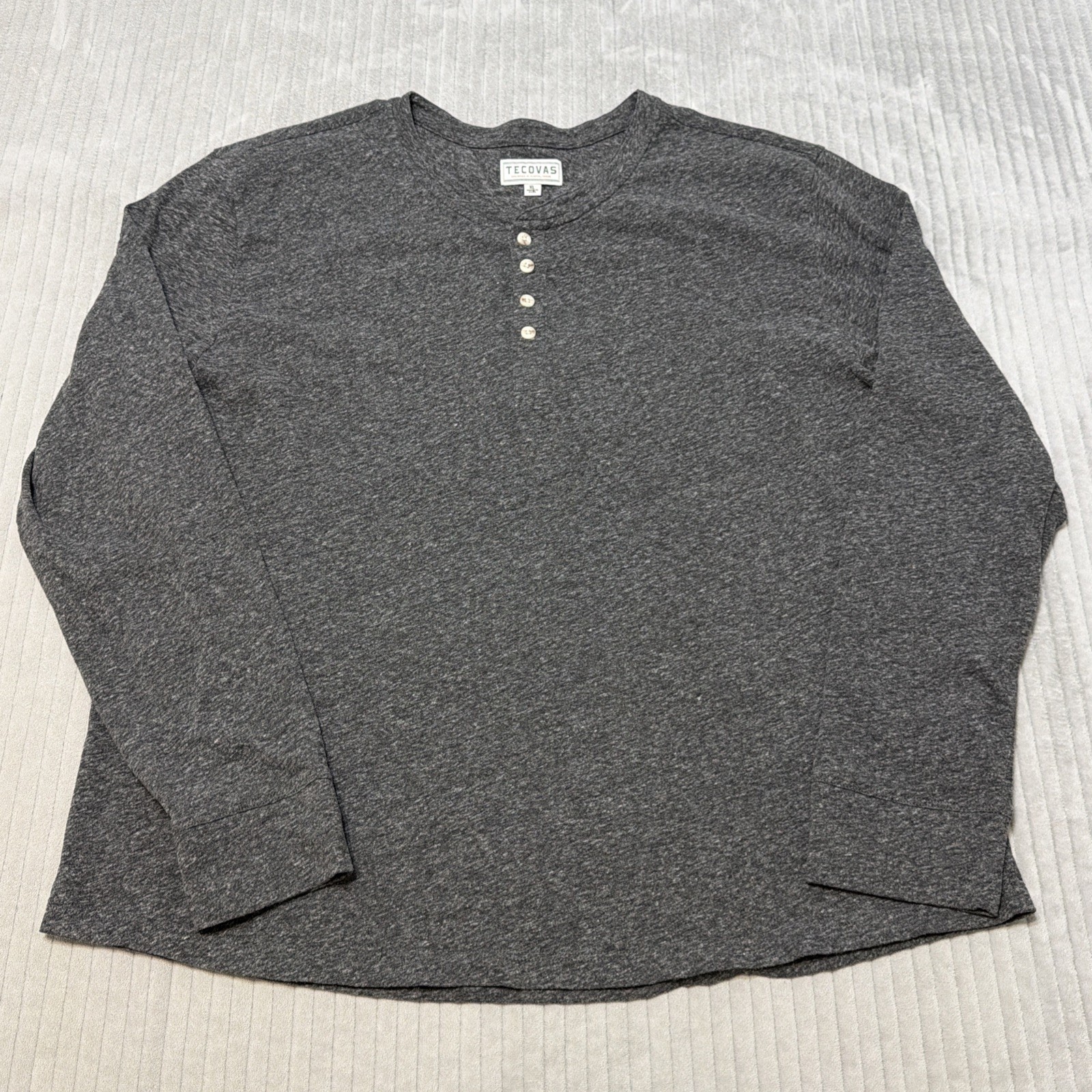 Tecovas Henley Shirt Mens Medium M Charcoal Gray Long Sleeve Heather Western