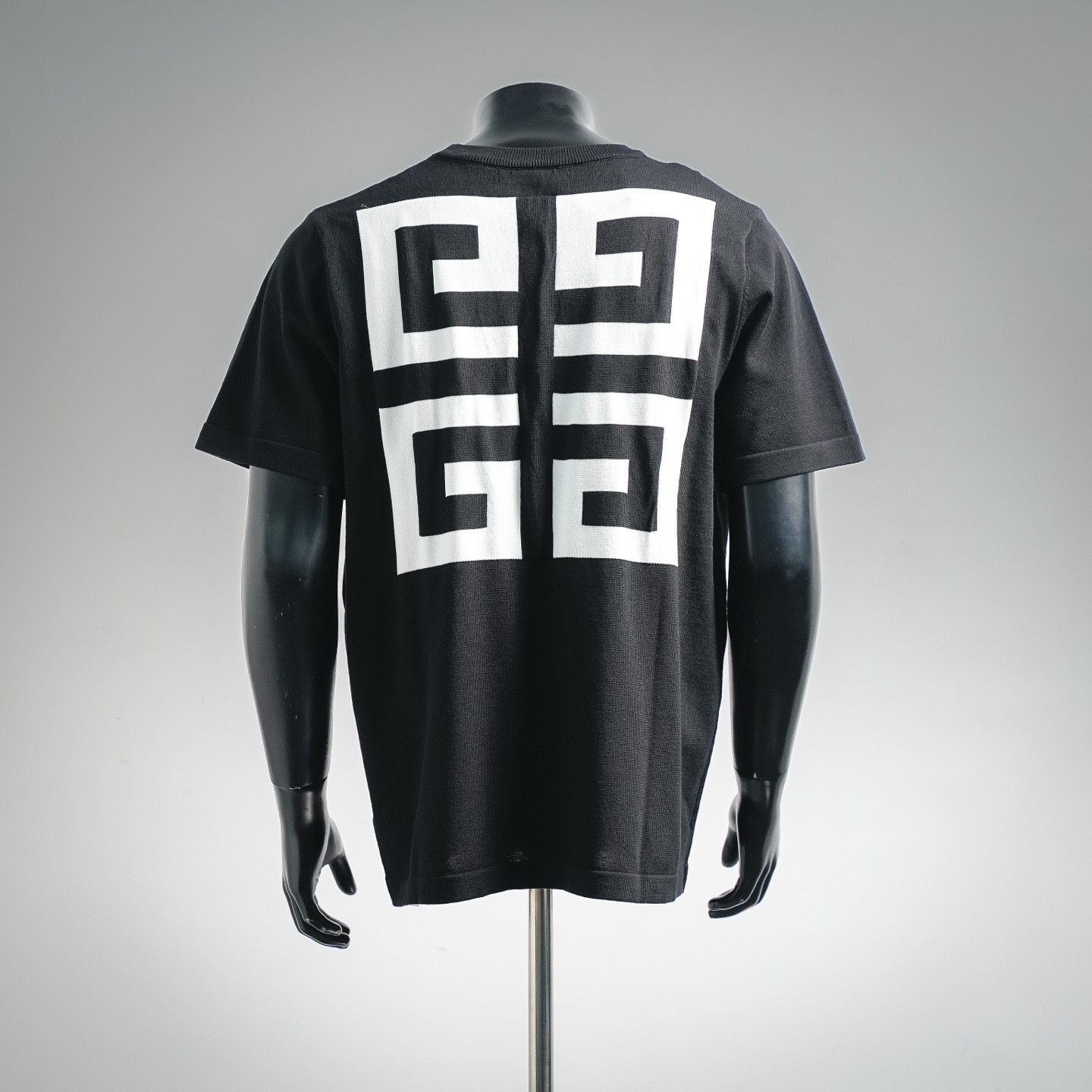 Givenchy Black Knit T-Shirt 4G Logo Back Graphic Short Sleeve Men’s