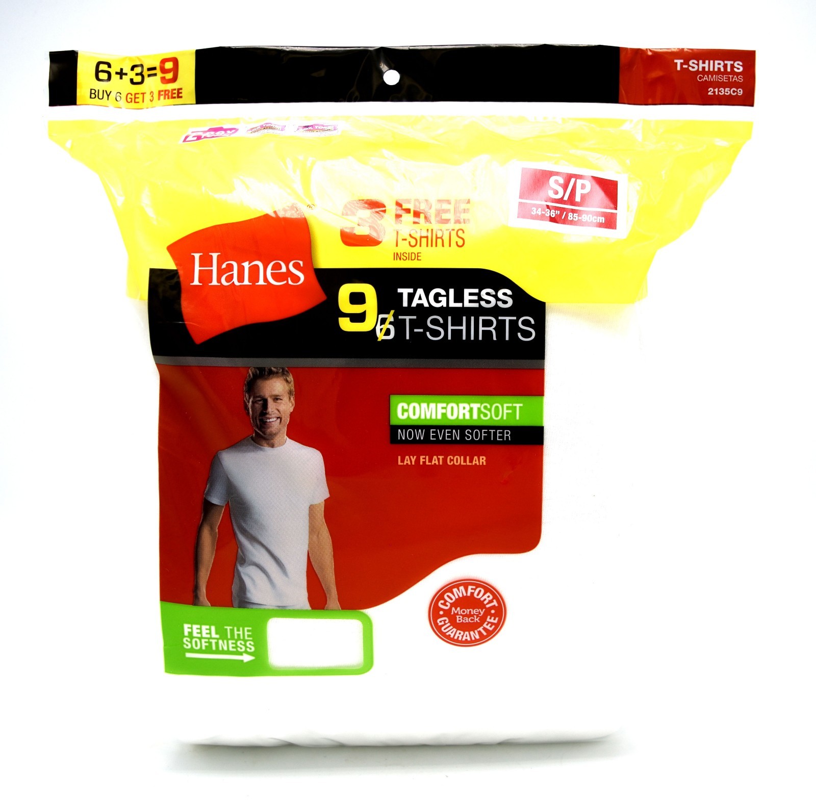 9 Hanes White S 34-36 Inch Crew Neck T-Shirts Tagless ComfortSoft CH 85-90 CM