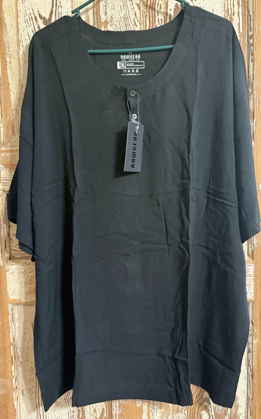 Men’s RAWGEAR Raw Henley Rayon Shirt – Black – 2XL