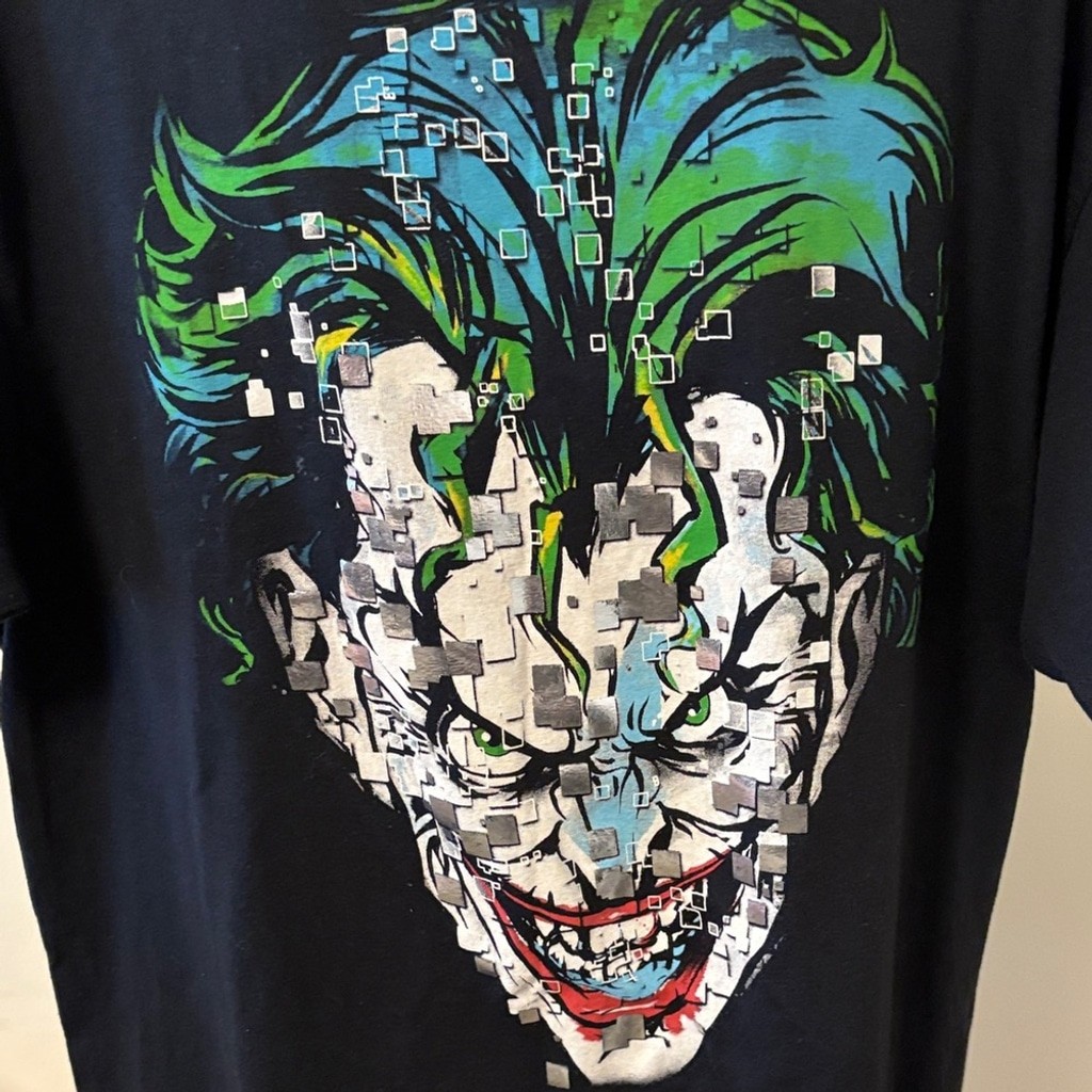 DC Comics The Joker Black Tee Metallic Graphics Medium T Shirt