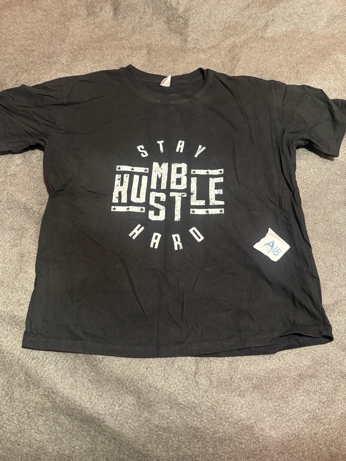 Mens TShirt L Large Black Tee Shirt Stay Humble Hustle Hard Short Sleeve