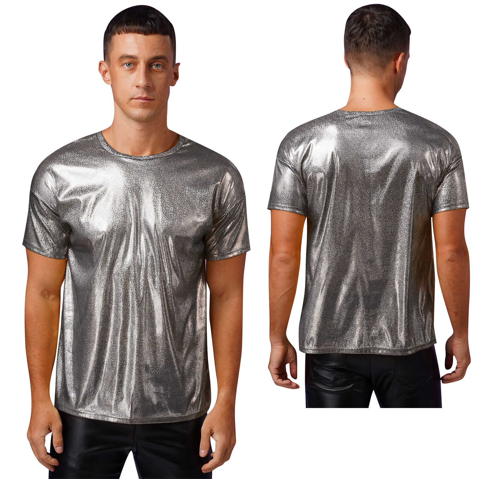 Men’s Blouse Travel Tops Workout T-shirt Round Neck Shirts Training Costume