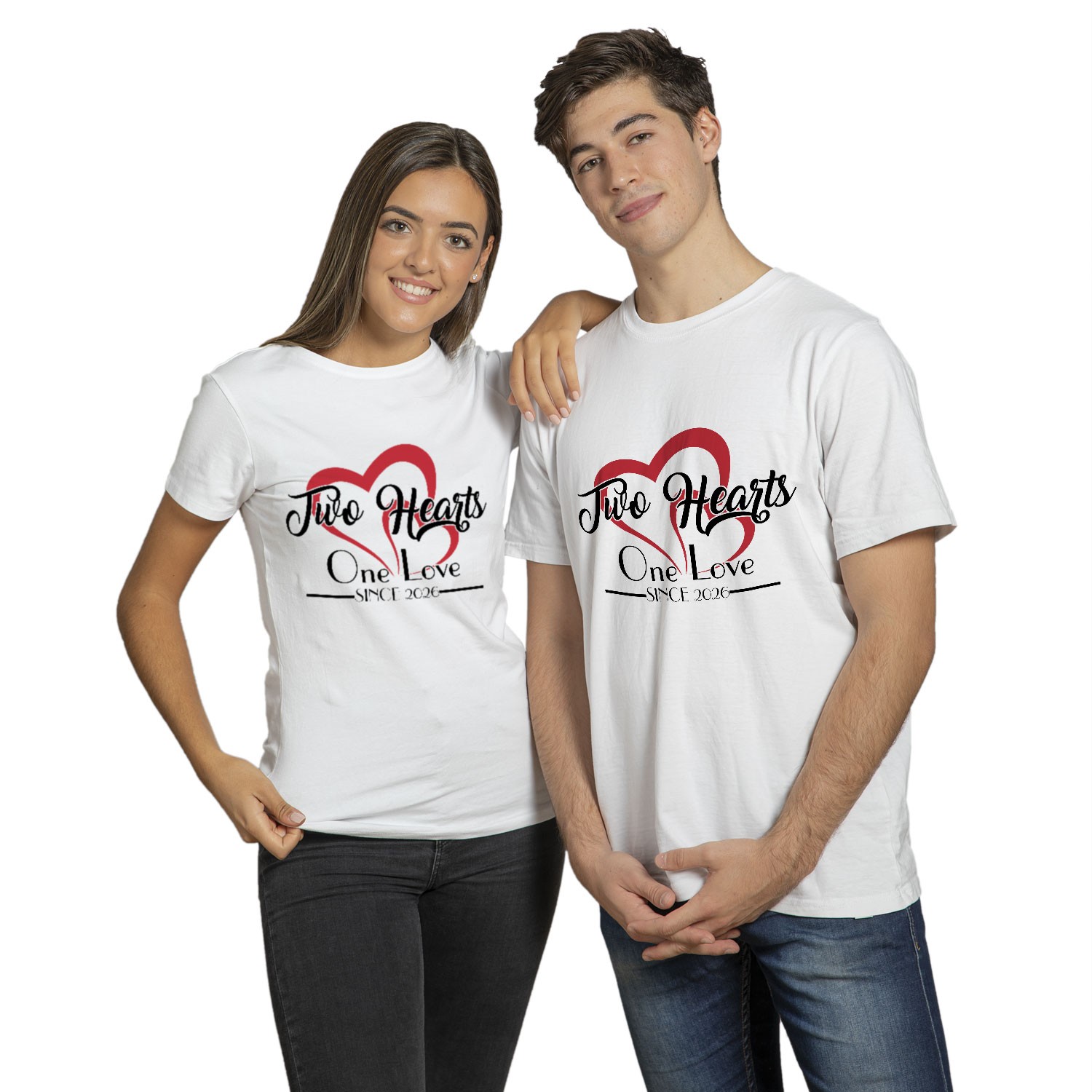 Two Hearts One Love Since 2026 Anniversary Gift For Couple Tshirt Men Women