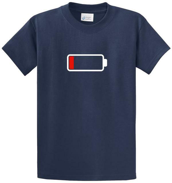 LOW BATTERY Printed Tee Shirt for Men in Regular and Big and Tall Sizes
