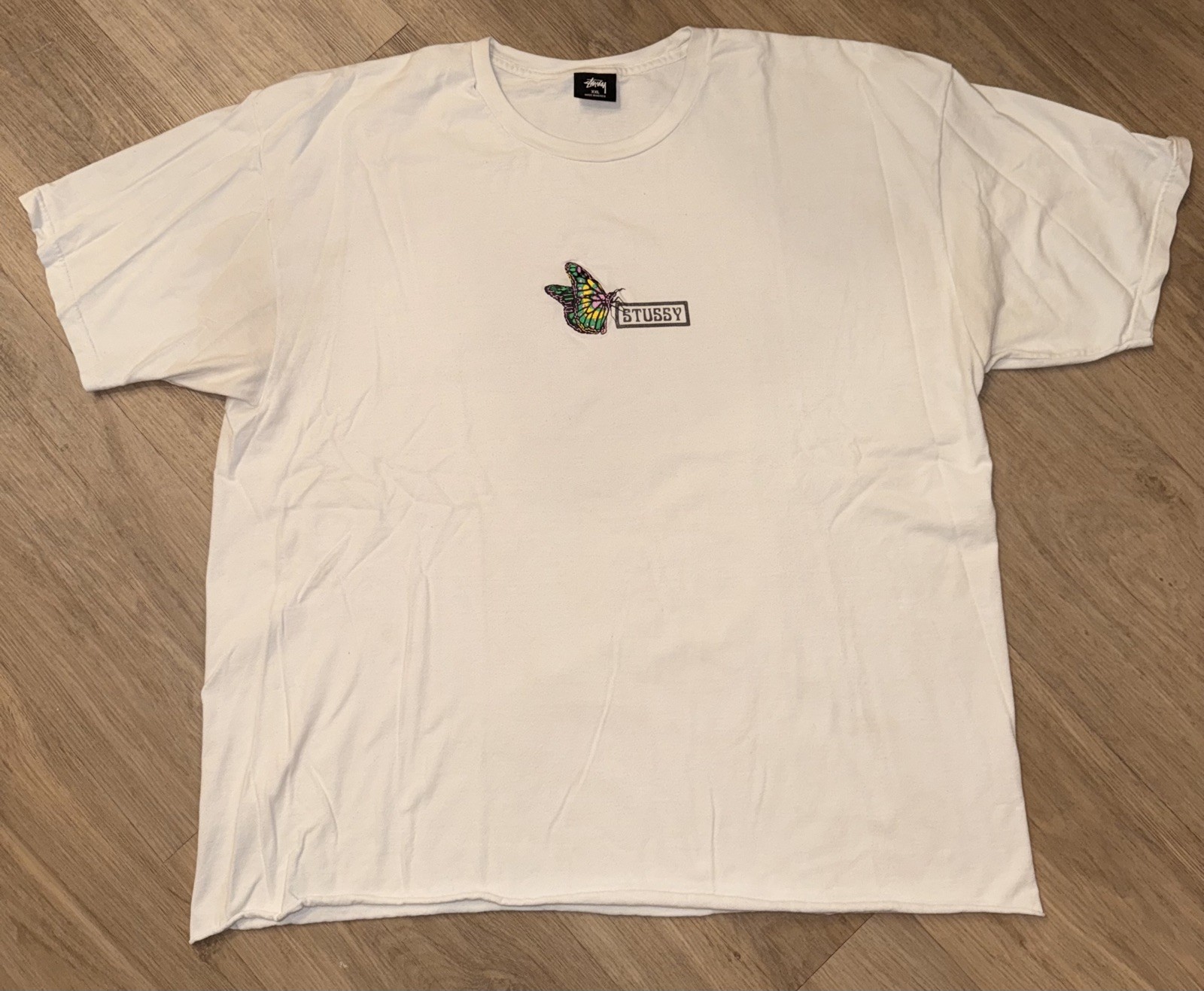 Stussy Vintage T shirt Butterfly Logo Brand White Color size 2XL