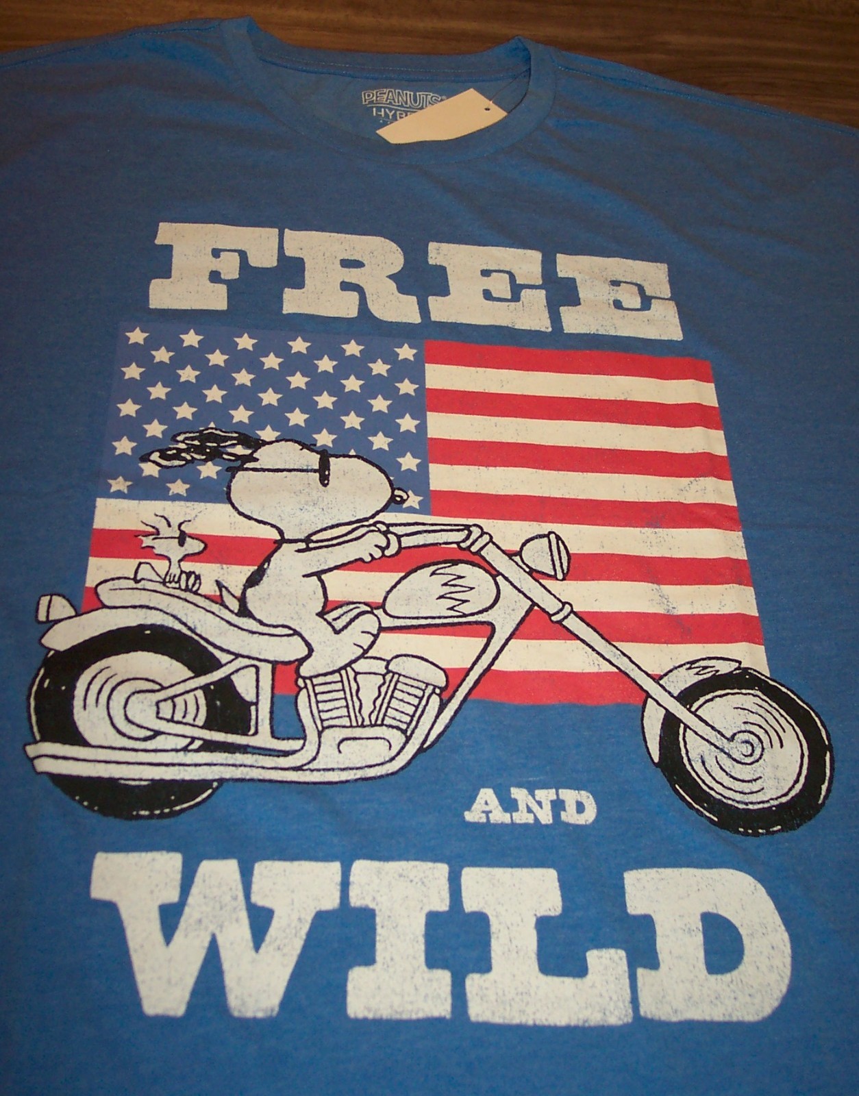PEANUTS SNOOPY MOTORCYCLE Free and Wild T-Shirt Big and Tall 4XL 4XB NEW w/ Tag