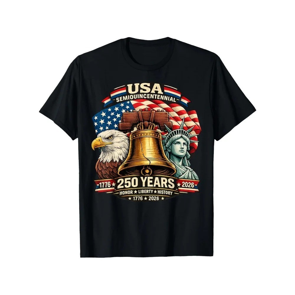 USA 250 T-Shirt Years of Freedom 1776-2026 Loose Fit Round Neck Tee with 250th